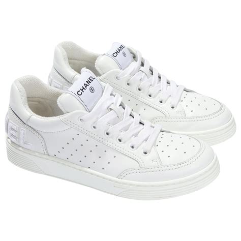 triple white chanel trainers|Chanel white leather trainers.